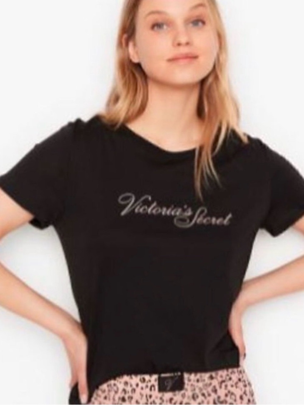 Victoria's Secret  Cotton Black Script Logo Tee